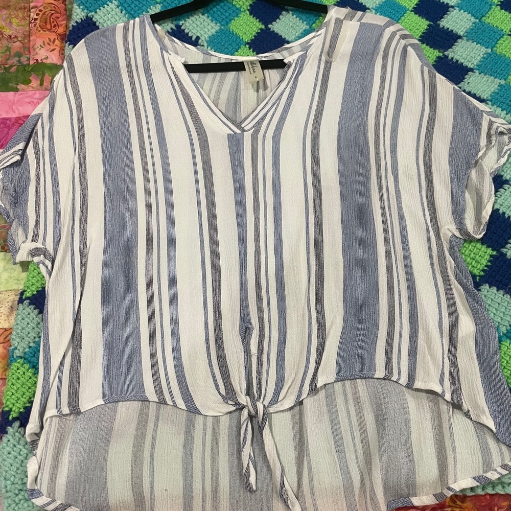 Mahina blue/white striped top